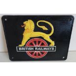 Cast metal reproduction British Railways sign (28.5cm x 22cm)