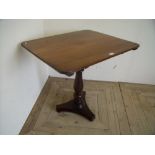 Victorian mahogany tea table with turned column on tri-form base