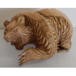 Large carved wood figure of a bear (approx. 21cm high)