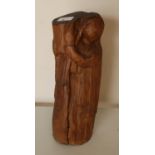 Naively carved pine figure depicting The Madonna