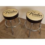Pair of Fender Acoustic chrome plated guitar stools