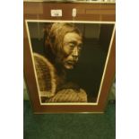 Framed and mounted photographic print by Edward S Curtis, printed by Jean-Antony du Lac, Curtis