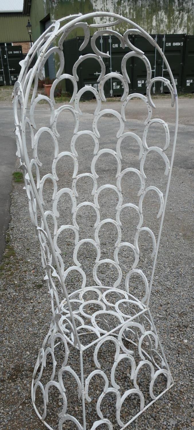 Craftsman made garden chair constructed of horseshoes