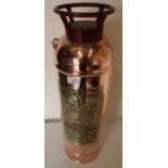 Early-mid 20th C polished copper and brass 'Fyr-Fyter Foam Fire Extinguisher'