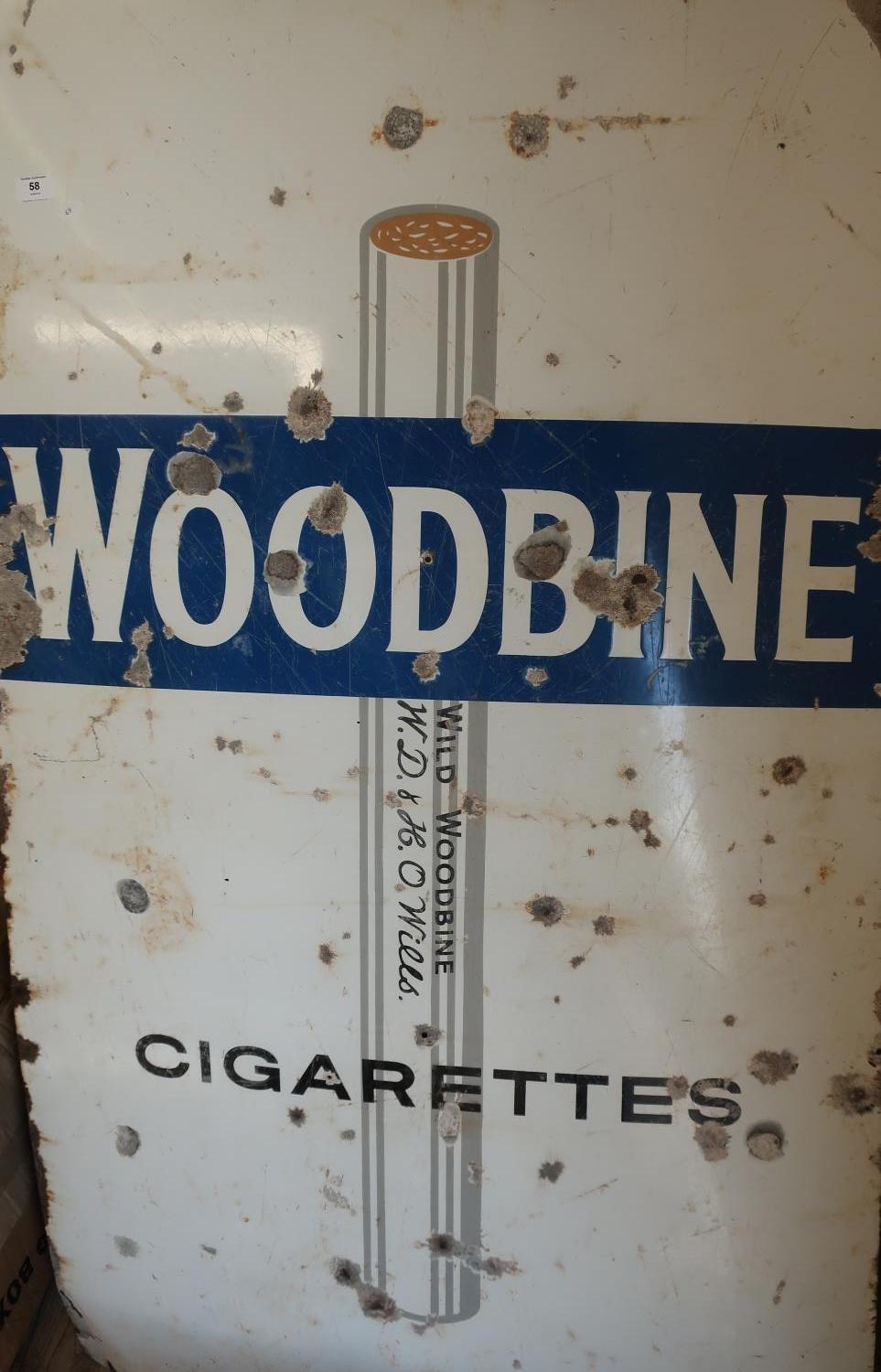 Extremely large enamel Woodbine Cigarettes advertising sign (91cm x 154cm)