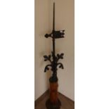 Late Victorian wrought and cast iron weather vein numbered 87 on the flag (overall height 168cm with