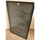 Late Victorian acid etched shop door sign 'J & C Robinson Boot Makers' (63cm x 104cm)