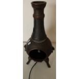 Unusual table lamp in the form of a cast metal garden chiminea (height 46cm)