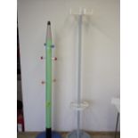 Unusual hat and coat stand in the form of a pencil, and another modern hat and coat stand (2)