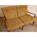 1960s vintage Parker Knoll two seat wooden settee, model number PK1016-19