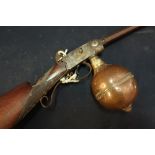 Scarce late 18th C Ball Reservoir Air Rifle with 28 inch first stage octagonal barrel, Ball