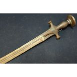 19th C Indian Talwar type sword with 28 inch curved blade