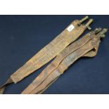 Two vintage leather double shot shoulder bandoliers