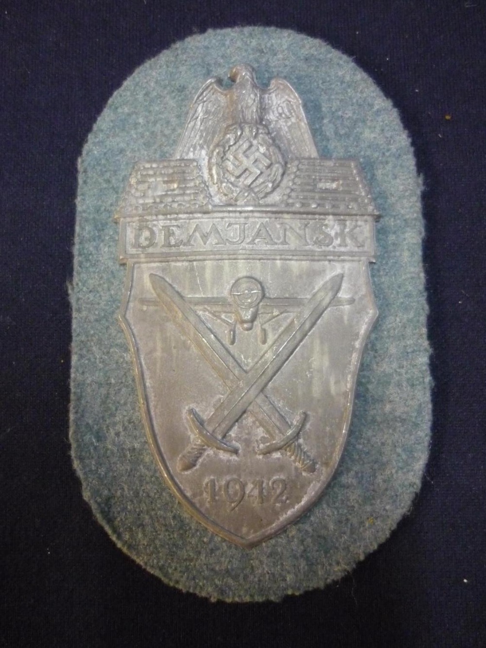 German WWII Demjansk Shield Badge 1942