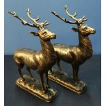 Pair of cast metal bronze style figures of stags (height 30cm)