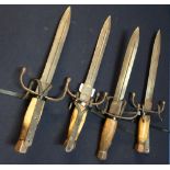 Group of four quality reproduction/re-enactment medieval style double edged daggers with 9inch