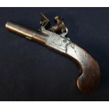 Twig of London flintlock pocket pistol with 1 3/4 inch turnoff barrel, the lock engraved 'Twig