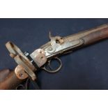 19th C percussion cap converted from flintlock single barrelled sporting gun with 35 1/2 inch