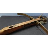 Quality reproduction/re-enactment steel and wooden medieval style crossbow, with forge made wall