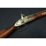 19th C percussion cap gun with 32 inch barrel complete with steel ramrod, with steel trigger guard