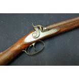 19th C percussion cap 15 bore flintlock conversion double barrelled sporting gun with 26 inch