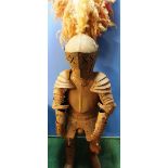 Small boys steel Suit of Armour with visor helmet and feather plume (approx. 130cm high)