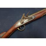 Early 19th C flintlock brass barrelled Blunderbuss, with 13 inch staged barrel and brass mounts,