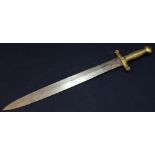 Mid 19th C French artillery gladius type sword with 19 inch blade stamped with various marks