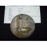 WWI bronze memorial plaque for John Walker, with research material Casualty from the First Day of