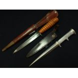 Two British WWII fighting knives including a stainless steel handled knife by Robins Dudley with 6