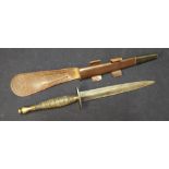 Unusual Fairburn-Sykes / Fairbairn-Sykes style commando knife with 6 11/16 inch double edged