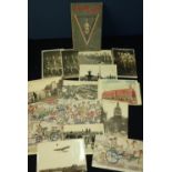 Small selection of various WWI era and later photographic postcards including some comical and '