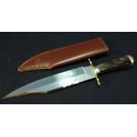 Large bladed Bowie knife by J E Middleton & Sons Rockingham Street Sheffield, with 9 inch blade,