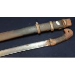 Russian Shashka Sabre with ribbed wooden grip, complete with sheath
