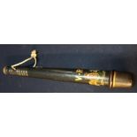 Victorian police truncheon with turnwood handle and painted detail marked V.R with royal crest (