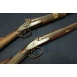 Two 19th C percussion cap sporting guns including a 12 bore double barrelled gun by Dickinson and