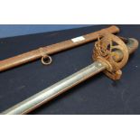 Victorian Light Infantry Officers Sword with 32 1/2 inch slightly curved broad single fullered