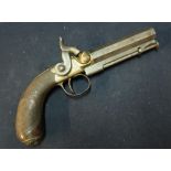 Early 19th C percussion cap flintlock conversion pocket pistol by Mortimer London, the 3 inch