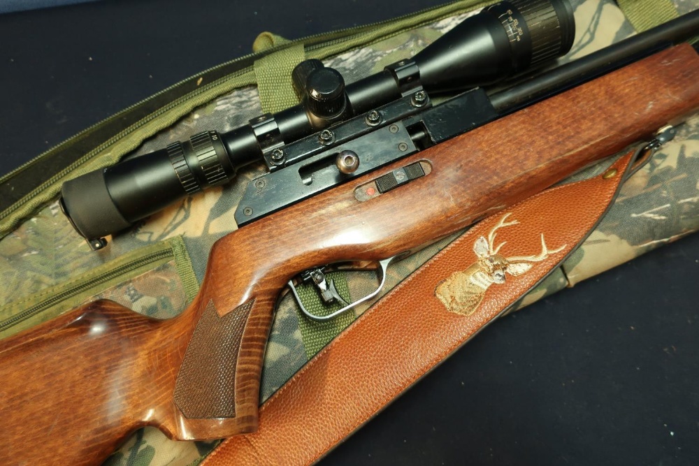BSA .22 air rifle with two magazines, C02 air rifle with two detachable magazines, sound moderator