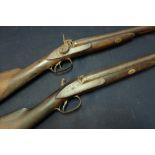 Two percussion cap double barrelled sporting guns, one by Booth & Co, the other lacking hammer (A/F)