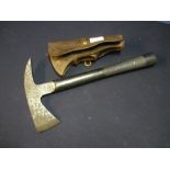 Fireman's hand axe stamped N.F.S.15, with leather belt pouch