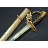 French Cuirassiers style sword with 34 1/2 inch straight single fullered blade and brass half basket