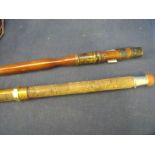 Unusual two piece rod Patent No 36932/57 and a three piece wooden rod by Bernard, 4 Church Place,