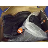 Boxed pair of as new Goliath black leather and canvas boots (size 9M)