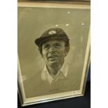 Framed and mounted signed Geoff Boycott limited edition No 165/850 print signed by artist and