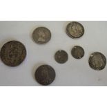 Small selection of silver coinage including early Elizabeth I hammered coin, Australian 1910 1