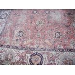 Large blue and beige ground Persian pattern carpet 277cm x 363cm