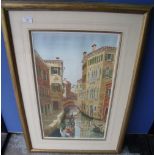 Framed and mounted large watercolour of Venice signed Chris Fothergill (65cm x 96cm)