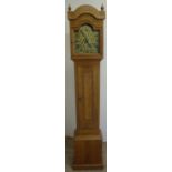 Yorkshire Oak 'Kingfisher' oak cased grandmother clock with arch top and carved Yorkshire Rose