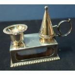 A London 1896 silver hallmarked combination match box holder, go to bed candle stick and candle